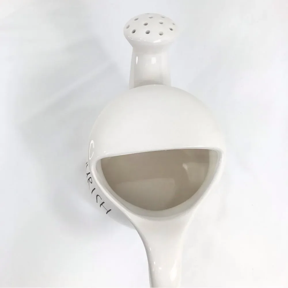 Rae Dunn Nourish White Black Ceramic Watering Can Vase